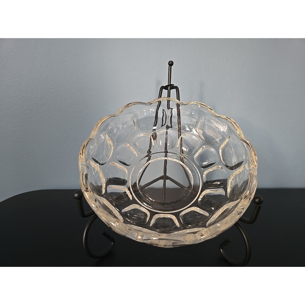 Vintage Yorktown Colonial Federal Clear Glass Thumbprint Serving Bowl 5.5" Candy
